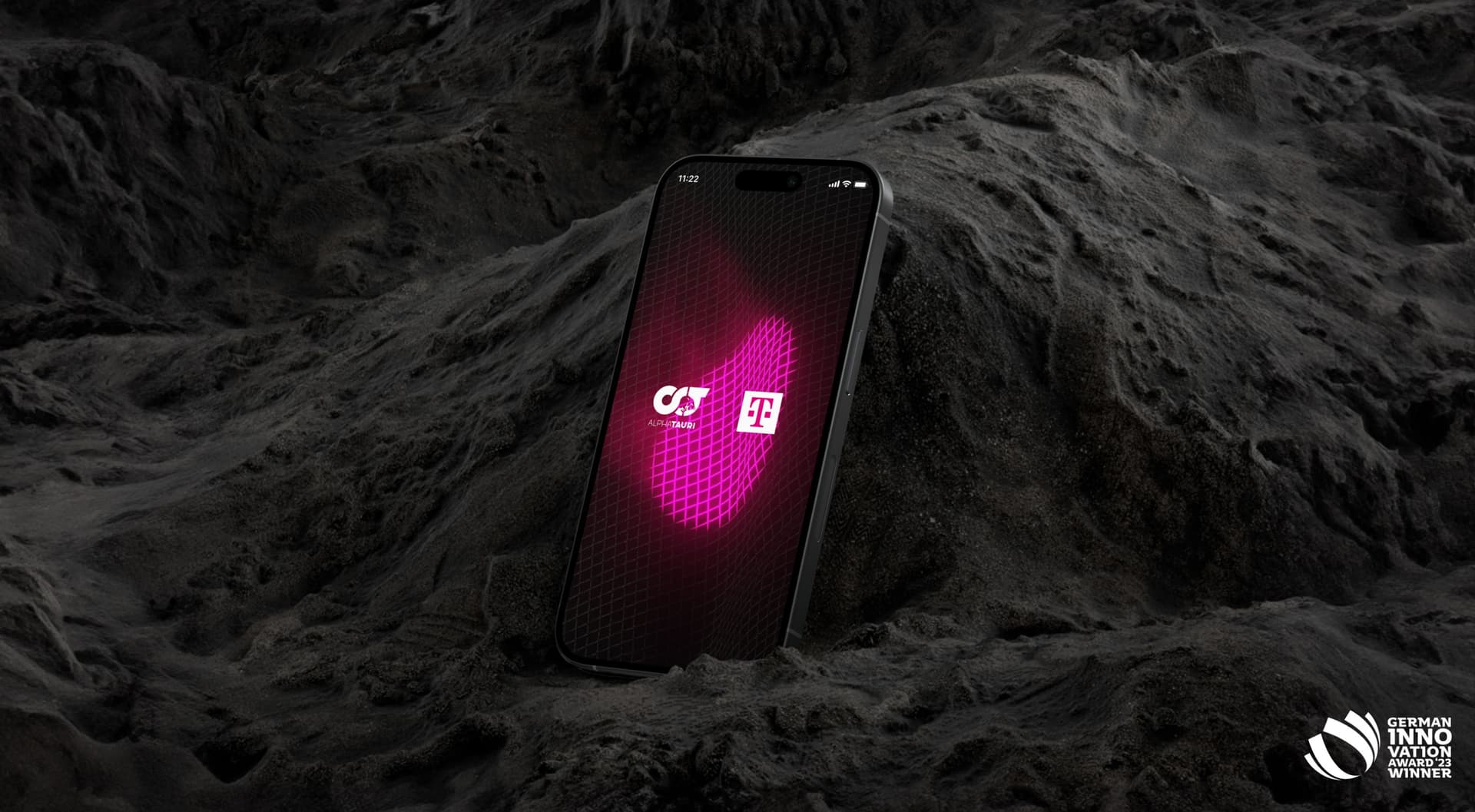 iPhone Mockup on rendered grey bubbles